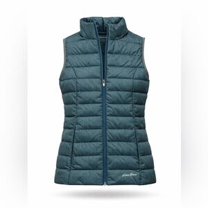 Eddie Bauer Women’s EB650 Down Vest Teal Herringbone – Size Small